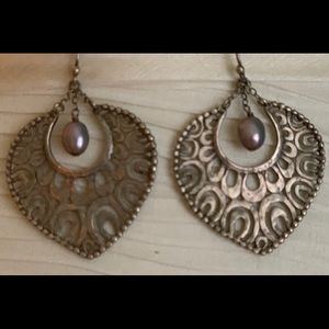 Sterling and pearl filagree earrings